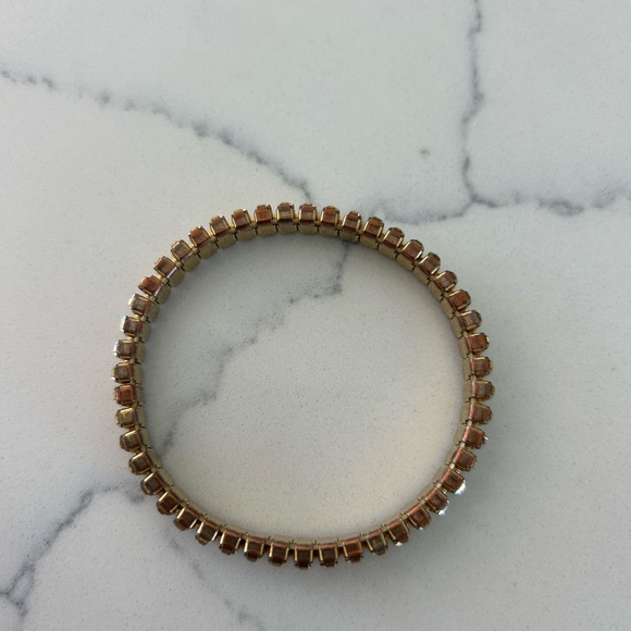 Swarovski Baguette Cut Lightning Stretch Gold-Tone Bracelet - Picture 3 of 6